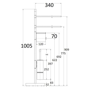 Lampadaire multifonctionnel en laiton chromé | Douches Sphera