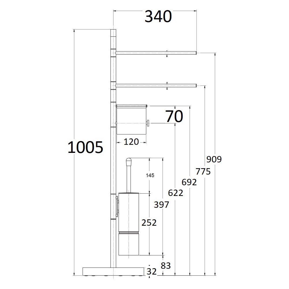 Multifunctionele vloerlamp in verchroomd messing | Sphera-douches