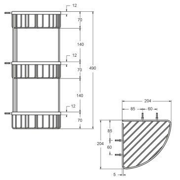 3-shelf brass storage...