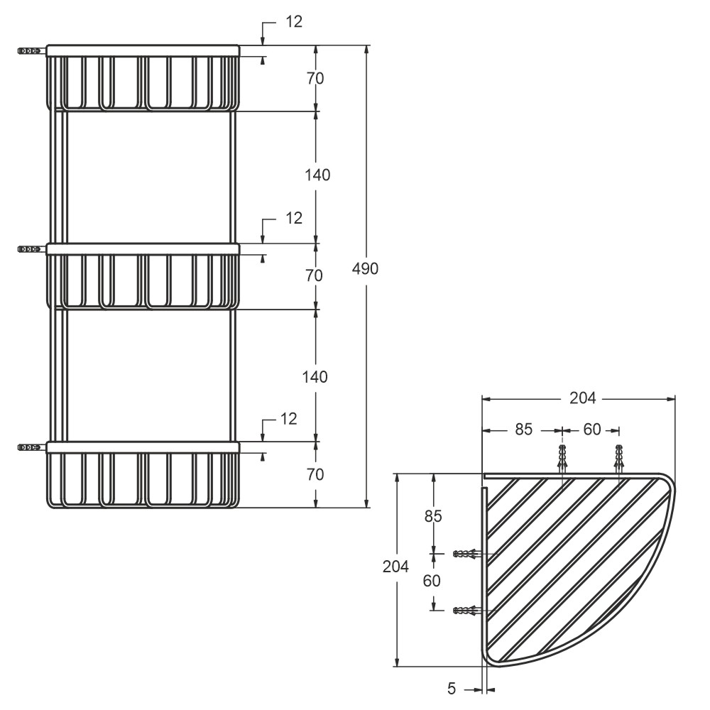 Badkamer Hoekmeubel | Verchroomd messing | 3 Planken | Organiseer uw badkamer