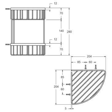 Badeværelse Hjørneenhed 2 hylder | Forkromet messing | Moderne design | Sphera brusere