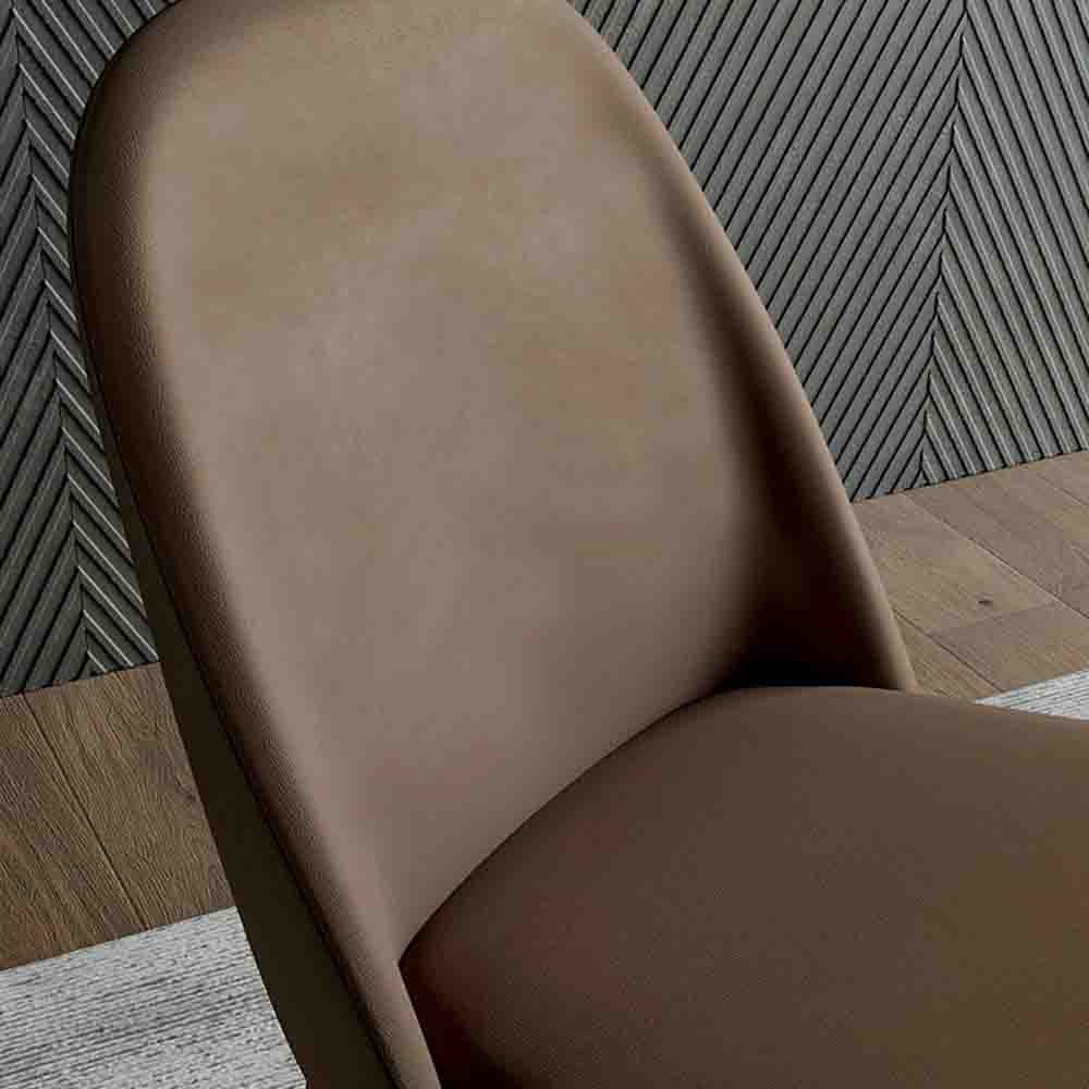 Upholstered Chair in Solid Oak | Vintage eco-leather upholstery | Dallagnese