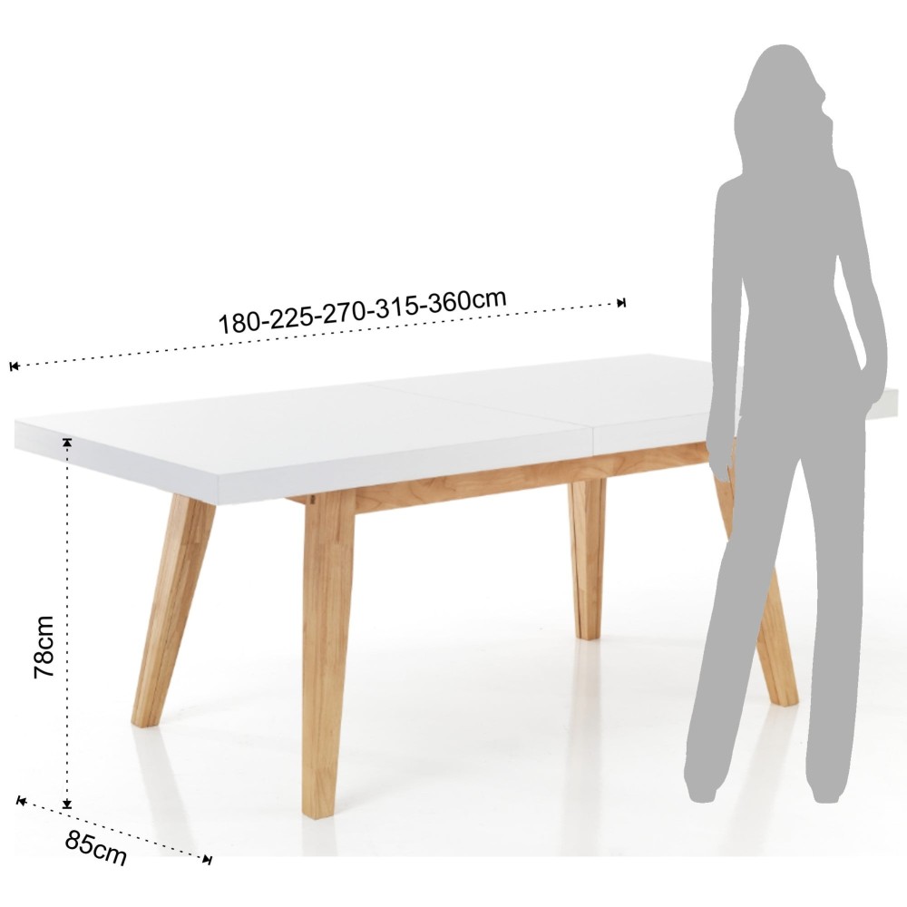 Joker extendable table made entirely of solid wood.