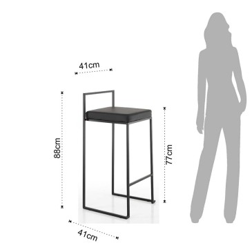 Tabouret moderne Dale Black adapté à la cuisine ou au bar | kasa-store