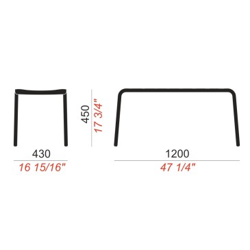 Tabouret long en aluminium Stecca8 | Colos