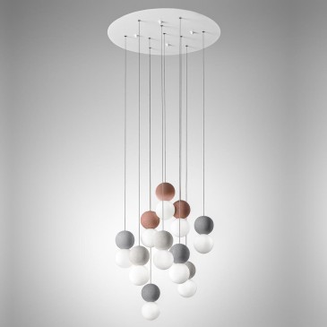 Sfera S/10 Pendellampe fra Gea Luce: 10 glas- og cementlamper