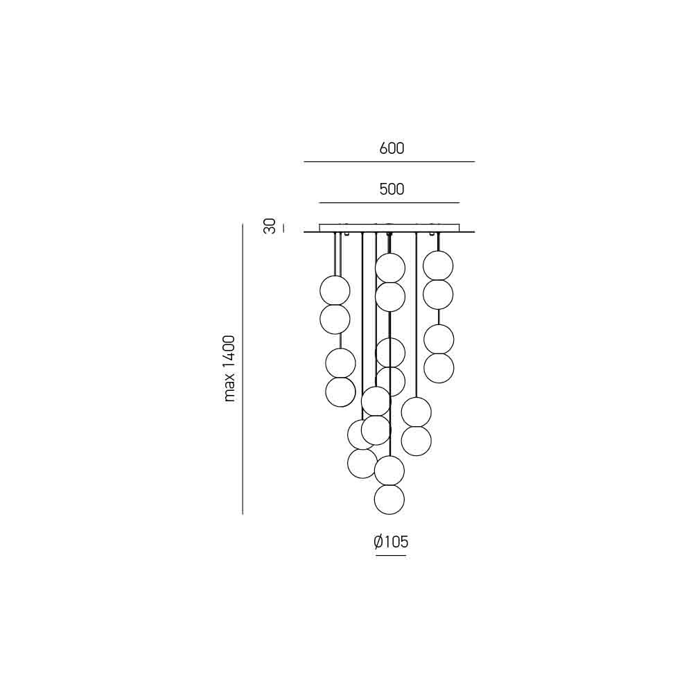 Lampada Sospensione Sfera S/10 di Gea Luce: 10 Luci Vetro & Cemento