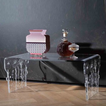 Mesa de centro de cristal | Cristal Acrílico Gravado | Design Único | Vesta