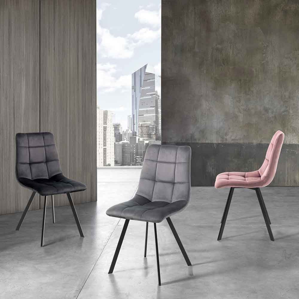 Silla moderna Amelie tapizada en tela similar al terciopelo | kasa-store