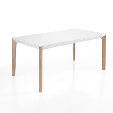 Extendable table Varm, sophisticated contemporary design, two-tone.