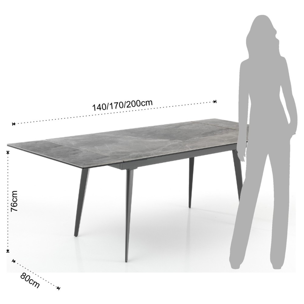 Mesa extensível Fox com tampo de vidro | oresteluchetta