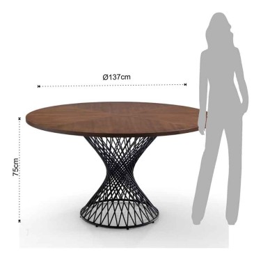 Joyce round table with wooden top | OresteLuchetta