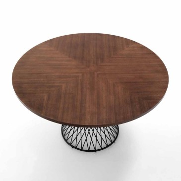 Joyce round table with wooden top | OresteLuchetta