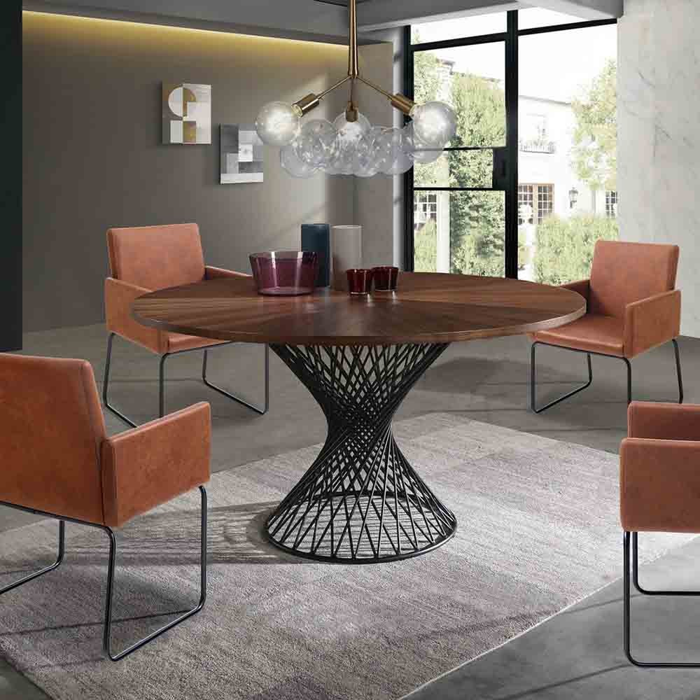 Joyce round table with wooden top | OresteLuchetta