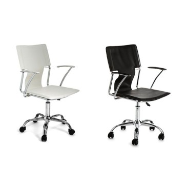 Lynx bureaufauteuil chroom en bekleed met zwart of wit leer