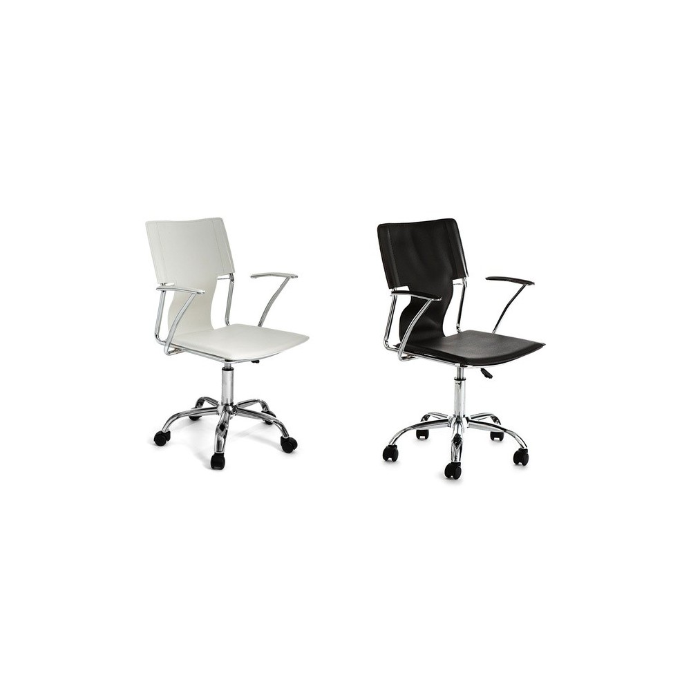 Lynx bureaufauteuil chroom en bekleed met zwart of wit leer