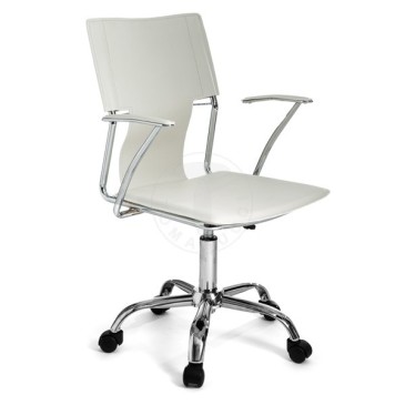 Lynx bureaufauteuil chroom en bekleed met zwart of wit leer