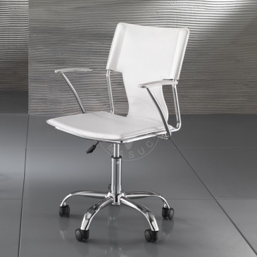 Lynx office chair chrome and upholstered in black or white leather