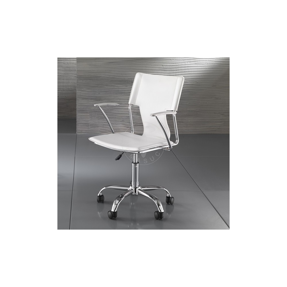 Lynx bureaufauteuil chroom en bekleed met zwart of wit leer