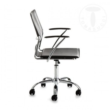 Lynx office chair chrome and upholstered in black or white leather