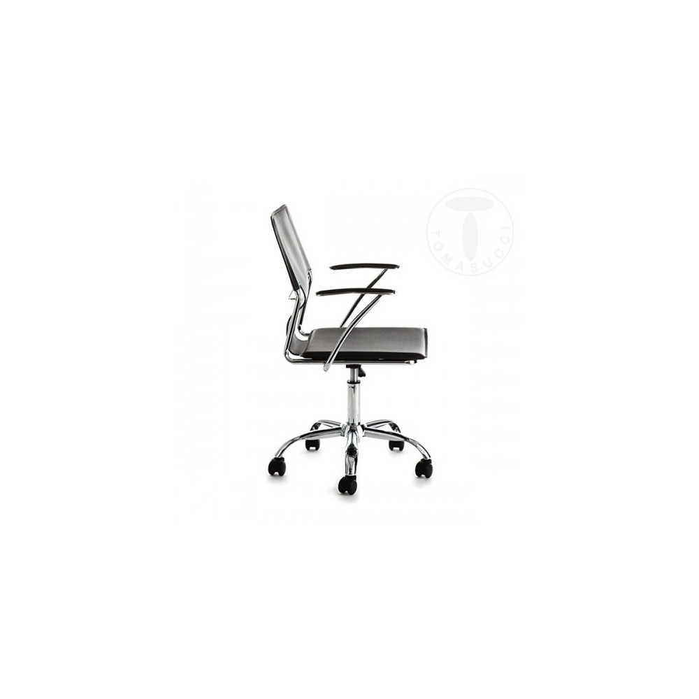 Fauteuil de bureau Lynx chromé et recouvert de cuir noir ou blanc