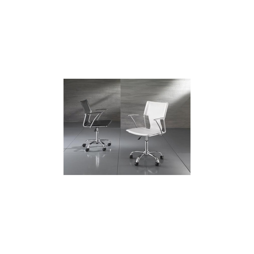 Fauteuil de bureau Lynx chromé et recouvert de cuir noir ou blanc