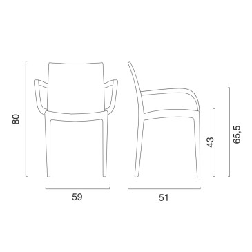 Fauteuil empilable en polypropylène Grandsoleil Venice avec accoudoirs