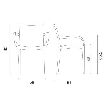 Fauteuil empilable en polypropylène Grandsoleil Firenze