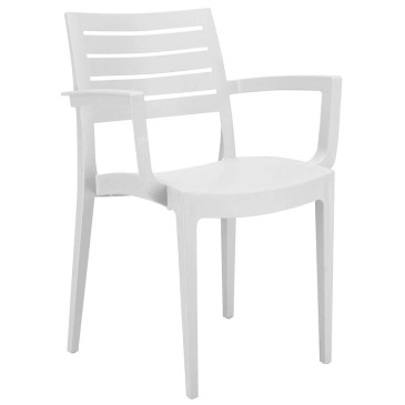 Grandsoleil Firenze armchair with armrests in polypropylene available in various finishes and stackable