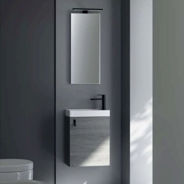 Kios bathroom Dado 40 bathroom composition with 1 door integrated washbasin mirror and spotlight