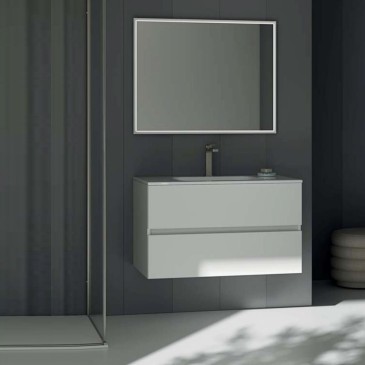 Kios bathroom Tris 90 bathroom composition with two drawers integrated top with LED backlit mirror