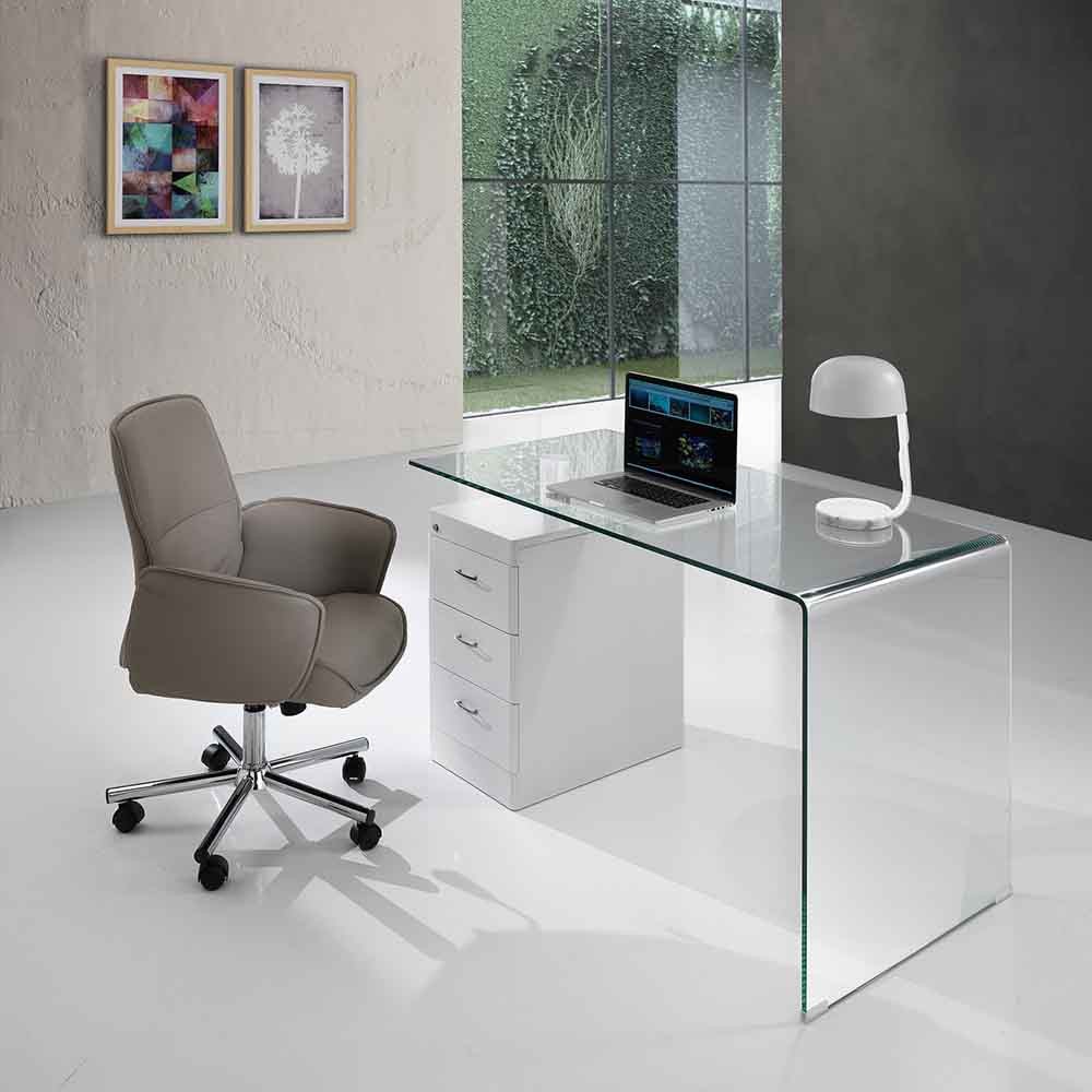 Boston office desk by OresteLuchetta in curved glass