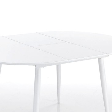 Round table extendable up to 160 cm Astro Round. Glossy white.