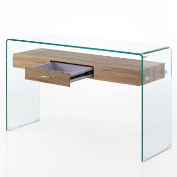 Console ou bureau en verre Lucie idéal pour l'entrée | Kasa-Store