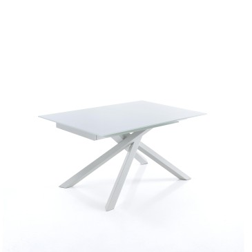 Mesa extensible Skyler blanca de OresteLuchetta con tapa giratoria