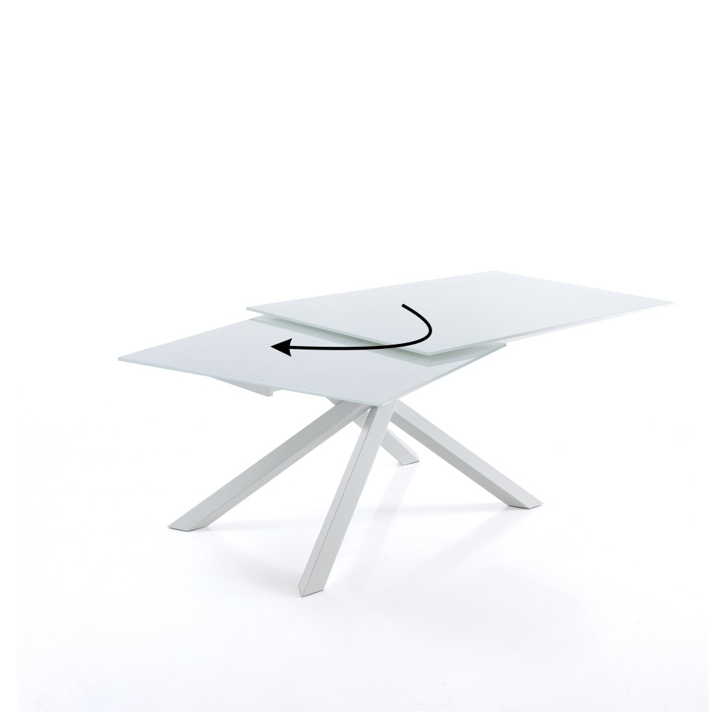 Table extensible Skyler blanche par OresteLuchetta avec plateau pivotant