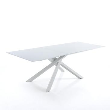 Skyler white extendable table by OresteLuchetta with rotating top