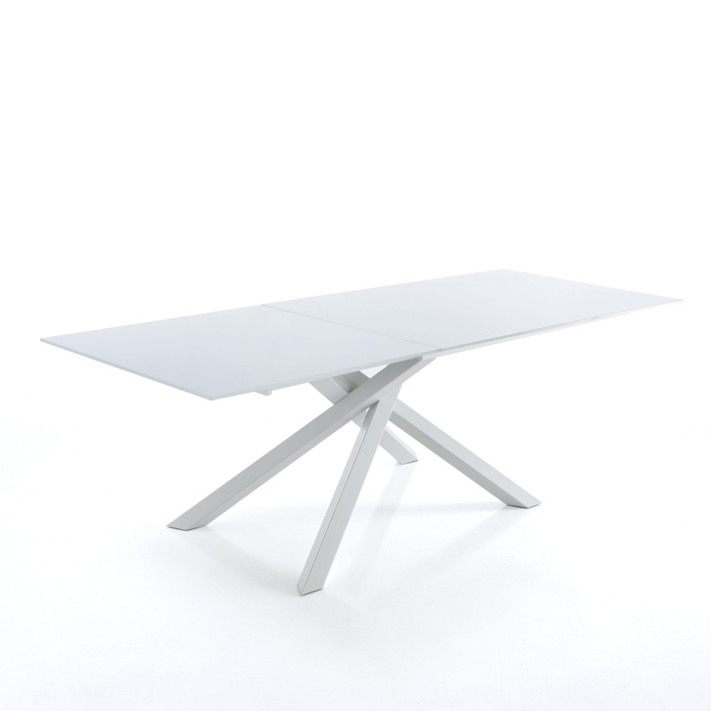 Mesa extensible Skyler blanca de OresteLuchetta con tapa giratoria