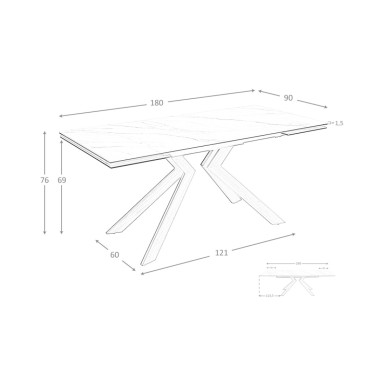 Uitschuifbare tafel 1120 van Angel Cerdà geschikt voor woonkamers