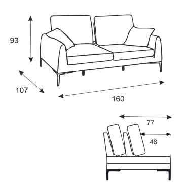 Καναπές 2/3 θέσεων σε ύφασμα: Comfort and Design with Translating Mechanism