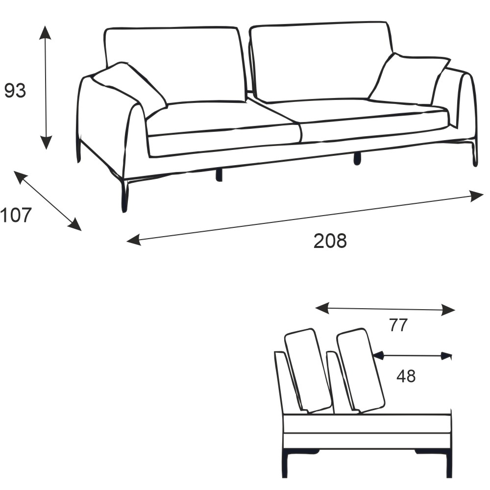 2/3-personers sofa i stof: Komfort og design med oversættelsesmekanisme