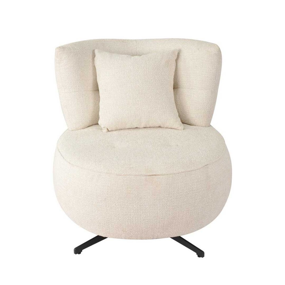 Design fauteuil bekleed met gespikkeld ecru | Bizzotto