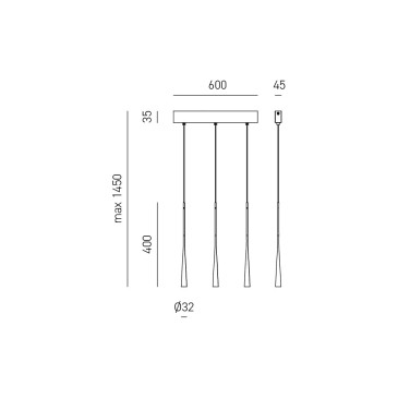 Lineaire ophanging met 3 LED's - Modern design,