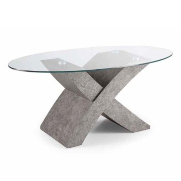 Table basse Tito avec plateau en verre trempé raffiné