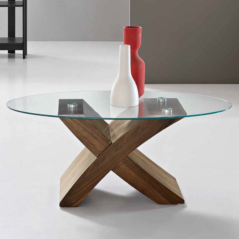 Table basse Tito avec plateau en verre trempé raffiné