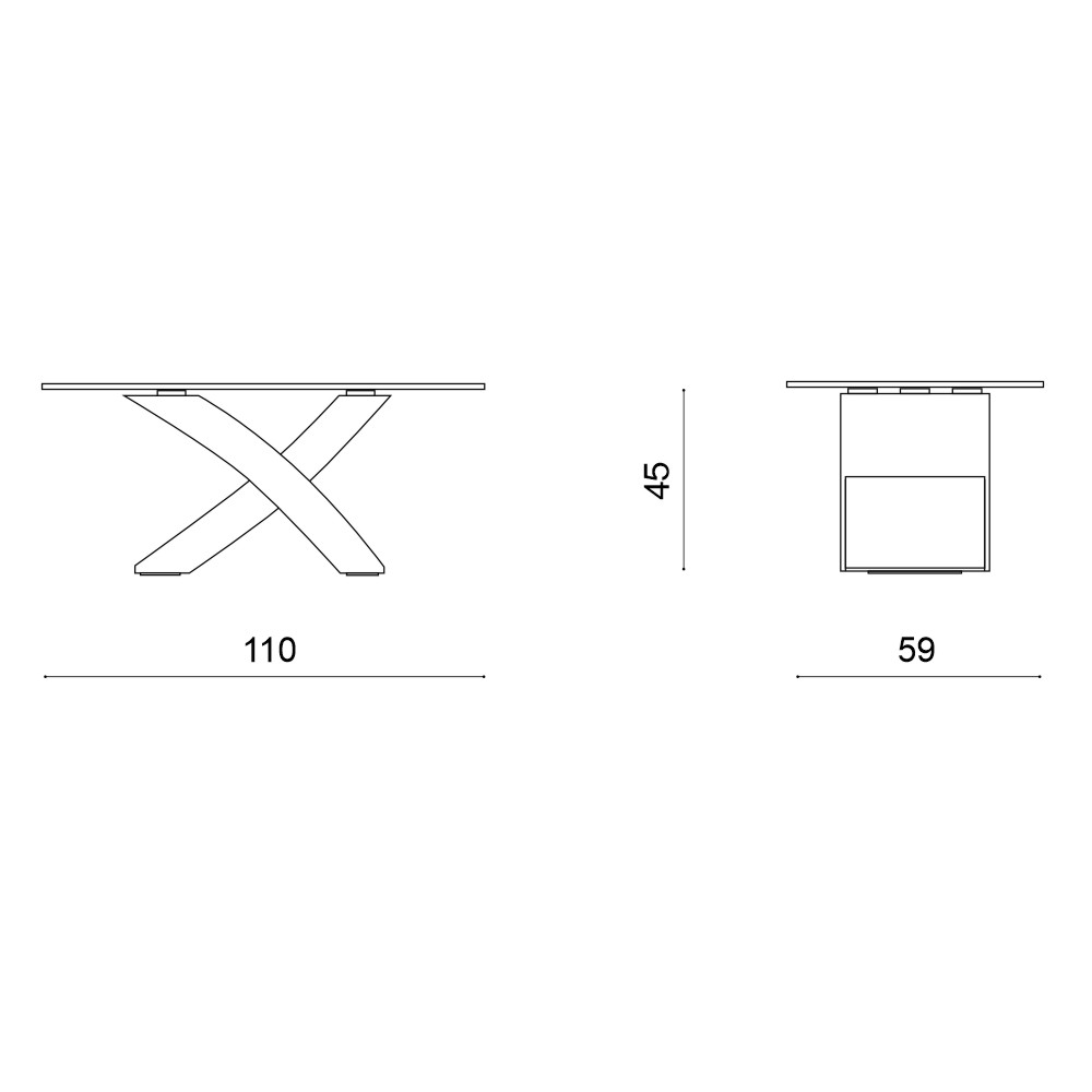 Tito coffee table with refined tempered glass top