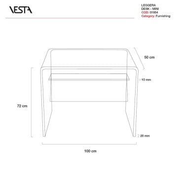 Ελαφρύ γραφείο από πλεξιγκλάς της Vesta | Ιταλικό σχέδιο για το γραφείο σας