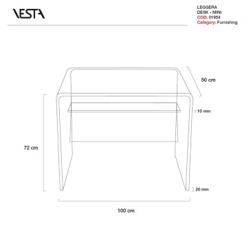 Lätt skrivbord i plexiglas från Vesta | Italiensk design för ditt kontor