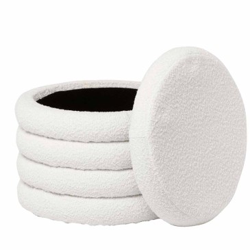 Pouf de rangement Harry de Somcasa recouvert de tissu shearling