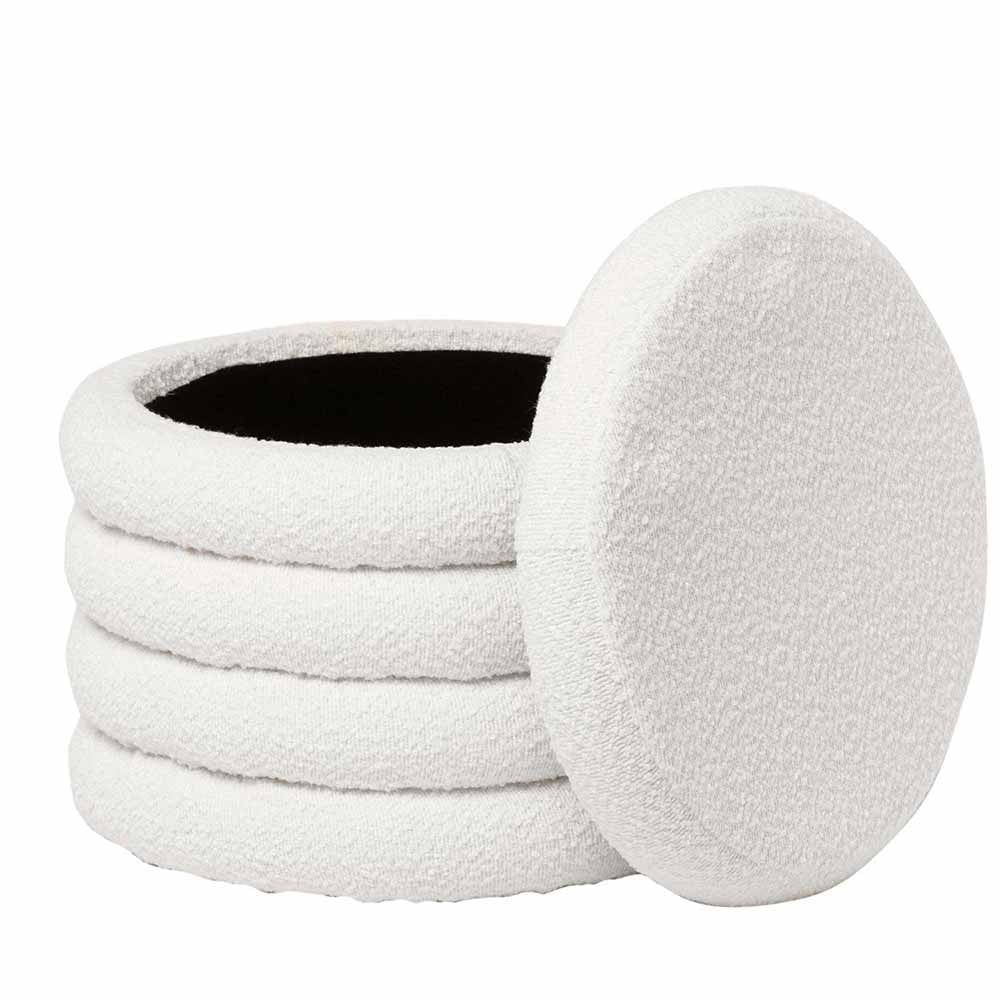 Harry storage pouf by Somcasa covered in shearling fabric